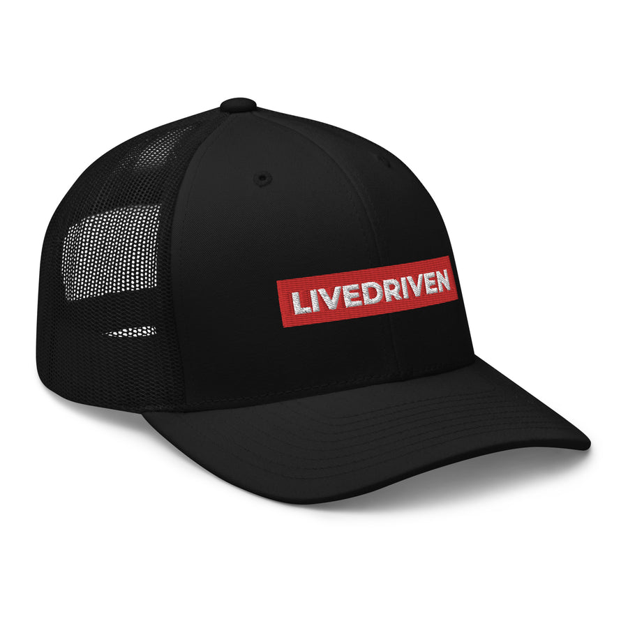 LIVEDRIVEN - RED & WHITE MESH TRUCKER HAT